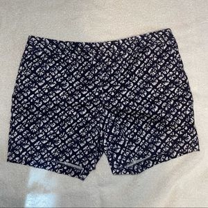 Navy and White Patterned Shorts